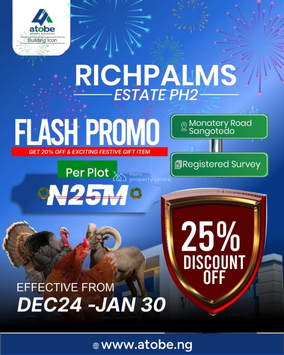 Strategically Located Land at Richpalms Estate Phase 2, Sangotedo, Lek, Richpalms Estate Phase 2, Monastery Road, Sangotedo, Lekki, Lagos, Land for Sale
