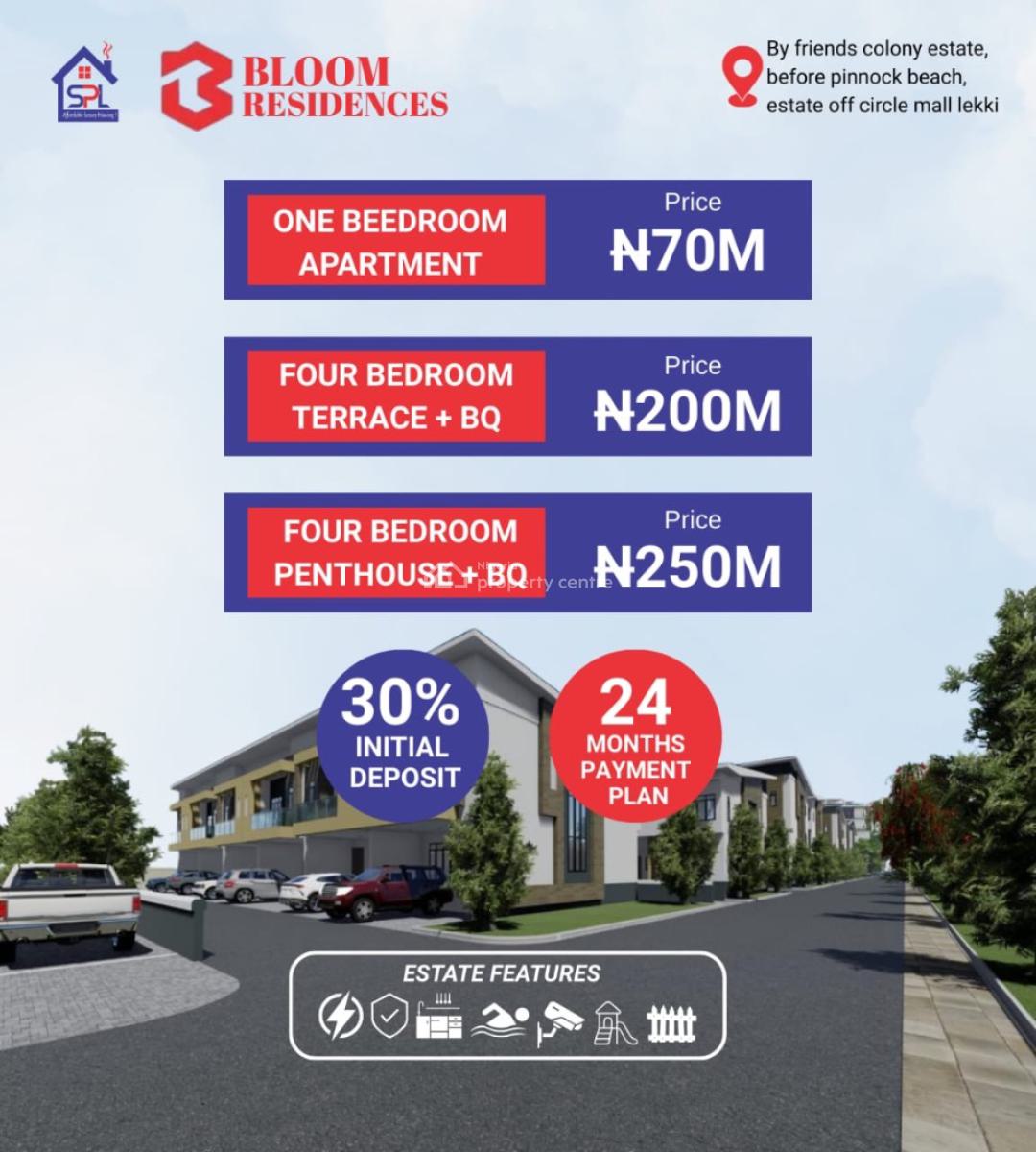 Luxury 4 Bedroom Terrace Duplex with Bq , with 24 Months Payment Plan, By Friends Colony Estate, Before Pinnock Beach Estate, Off Circle Mall, Lekki Phase 1, Lekki, Lagos, Terraced Duplex for Sale