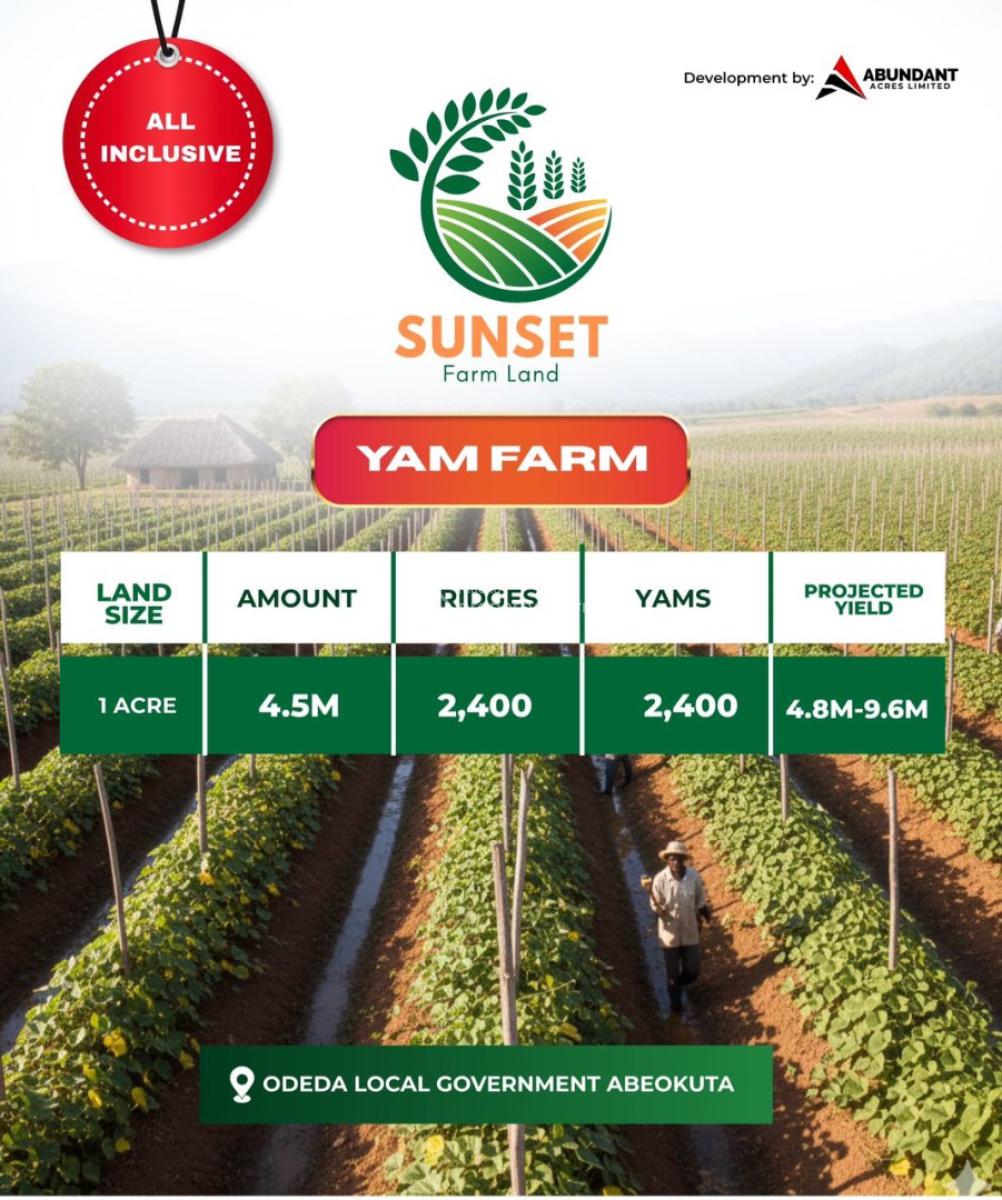 Yam Farm Investment 750k per Plots, Odeda Abeokuta, Abeokuta North, Ogun, Land for Sale