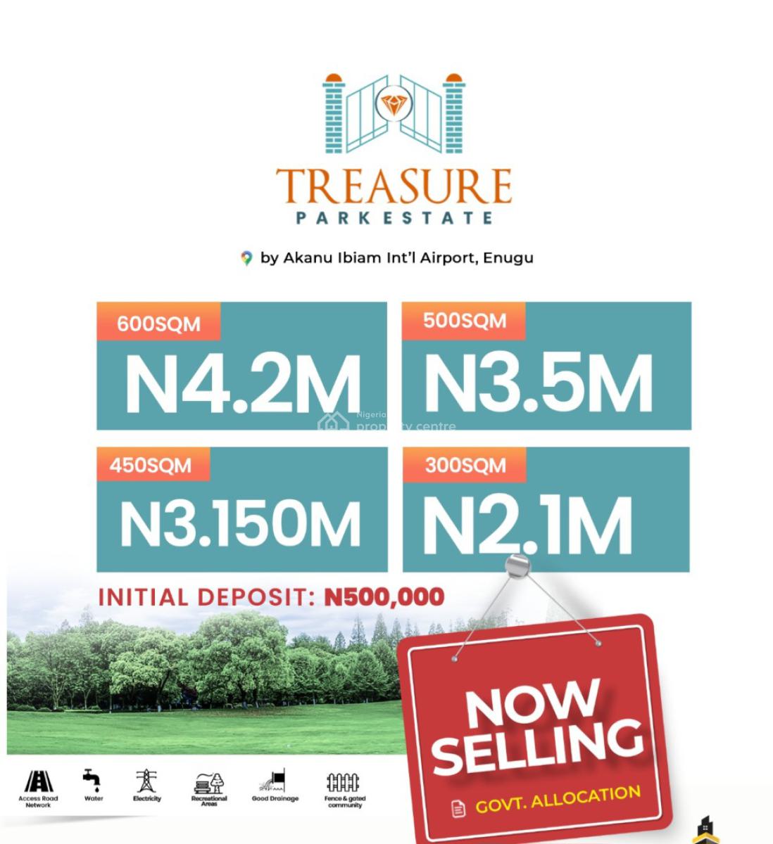 By and Build Estate Land, Treasure  Park  Located  By Akanu  Ibiam International  Airport, New Haven, Enugu, Enugu, Mixed-use Land for Sale