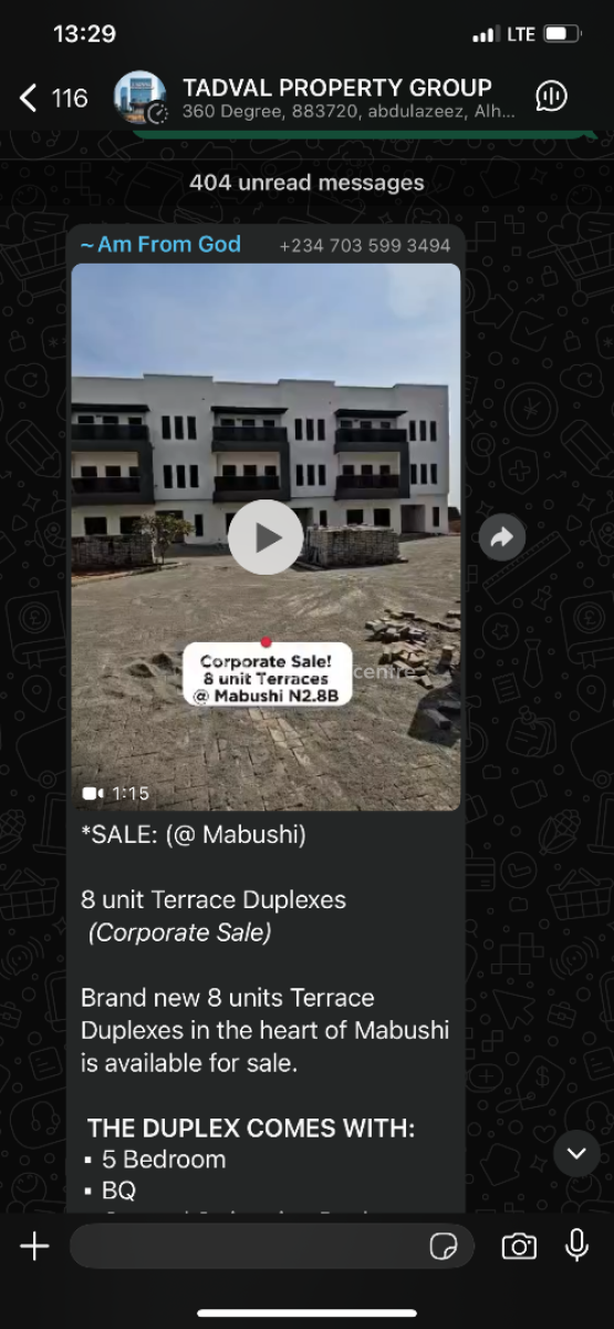 8 Unit Terrace Duplex, Mabushi, Abuja, Terraced Duplex for Sale