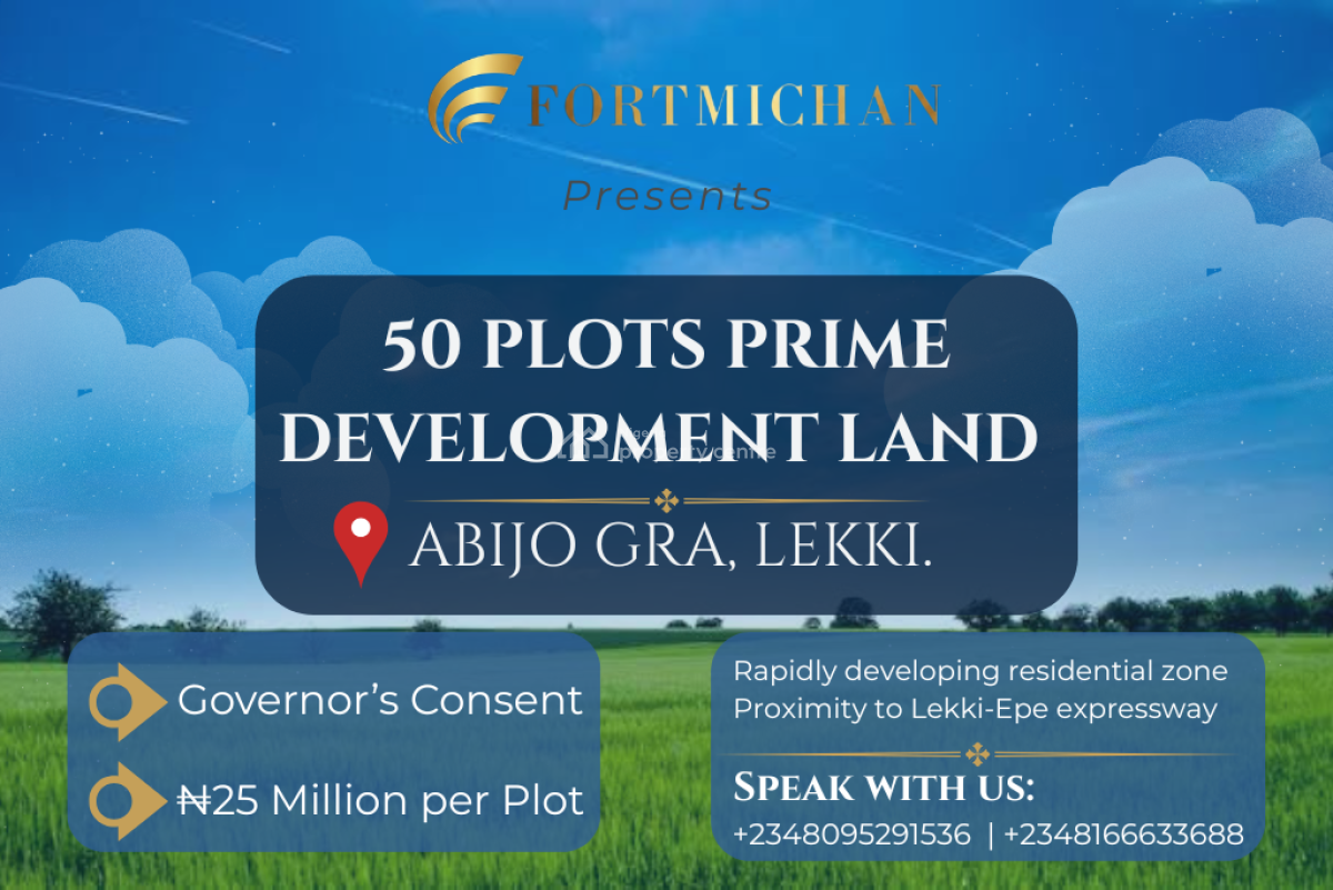 50 Plots of Prime Development Land, Abijo, Lekki, Lagos, Residential Land for Sale