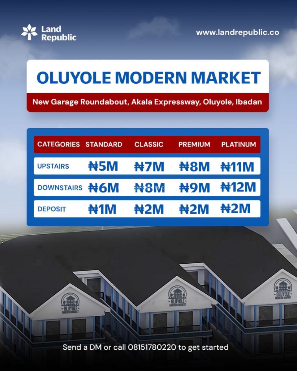 Affordable Shop Space  at Oluyole Modern Market, Ibadan, New Garage Junction ,oluyole ,ibadan., Ibadan, Oyo, Shop for Sale