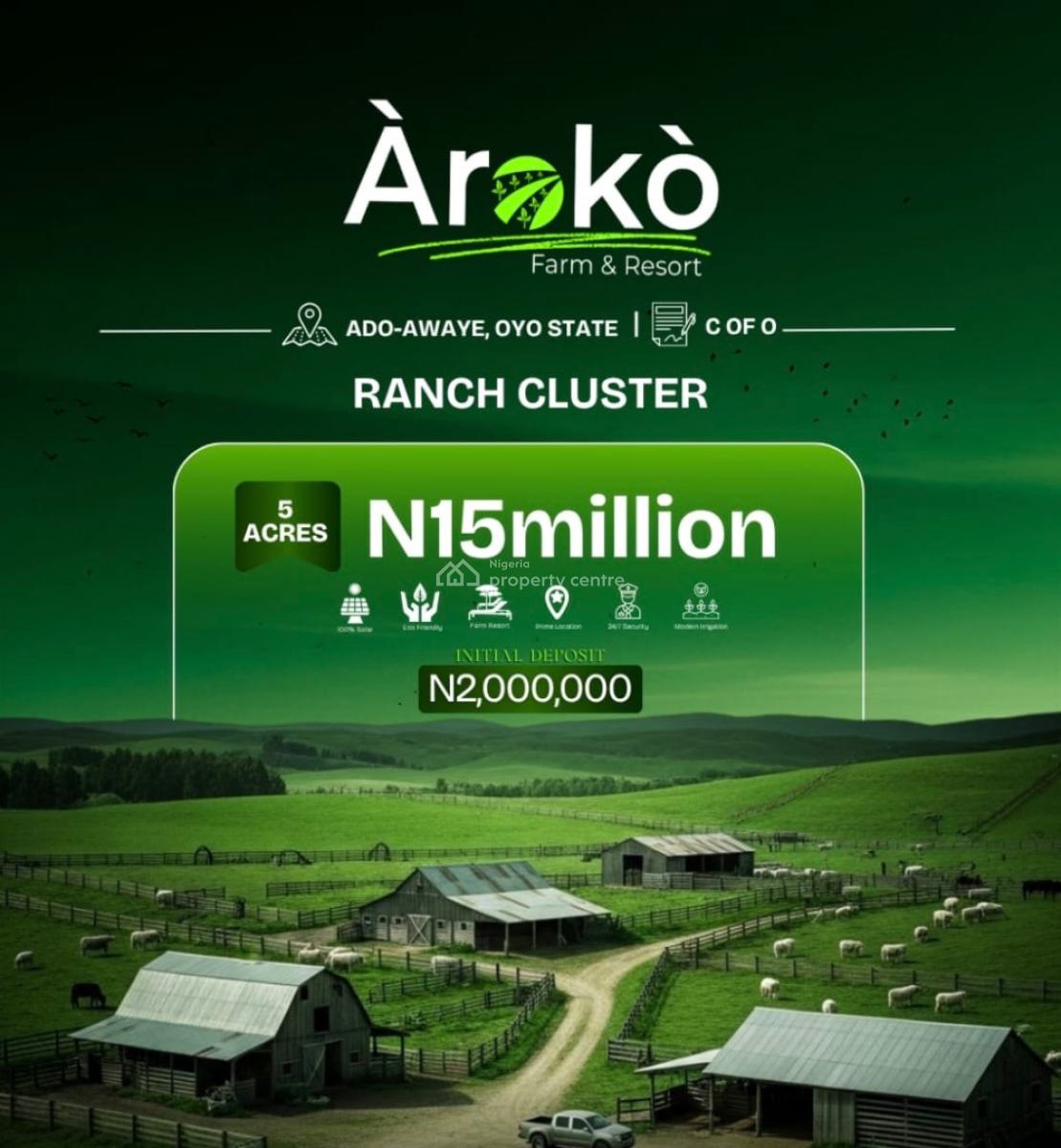 Ranch Cluster, Aroko Farm Ado Awaye, Ibadan, Oyo, Commercial Land for Sale