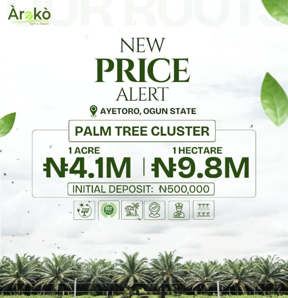 Palm Tree Cluster, Aroko Farm Ayetoro, Ewekoro, Ogun, Commercial Land for Sale