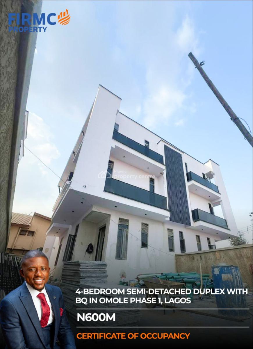 Smartly Built 4-bedroom Semi-detached Duplex with Bq, Omole Phase 1, Ikeja, Lagos, Semi-detached Duplex for Sale