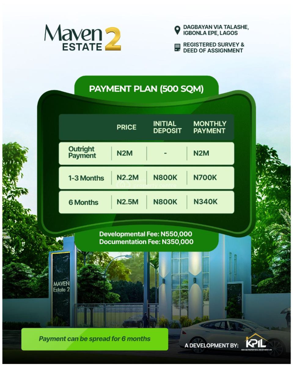 Limited-time Promotional Offer with Strong Investment Potential., Maven Estate Phase 2, Via Talashe, Igbonla, Epe,, Epe, Lagos, Residential Land for Sale