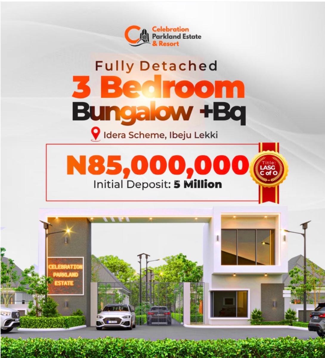 Fully Detached Modern Design 3 Bedroom Bungalow with a Bq, Idera Scheme, Close to Amen Estate Phase 1, Eleko, Ibeju Lekki, Lagos, Detached Bungalow for Sale
