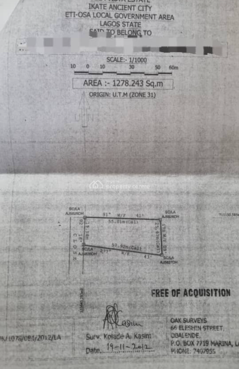 Land Measuring 1278.243sqm Facing Express, Ikate Elegushi, Lekki, Lagos, Mixed-use Land for Sale