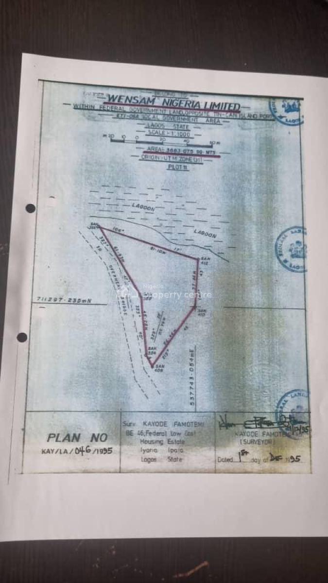 Jetty Land Measuring 3,683 Sqmts, Tin Port, Apapa, Lagos, Land for Sale