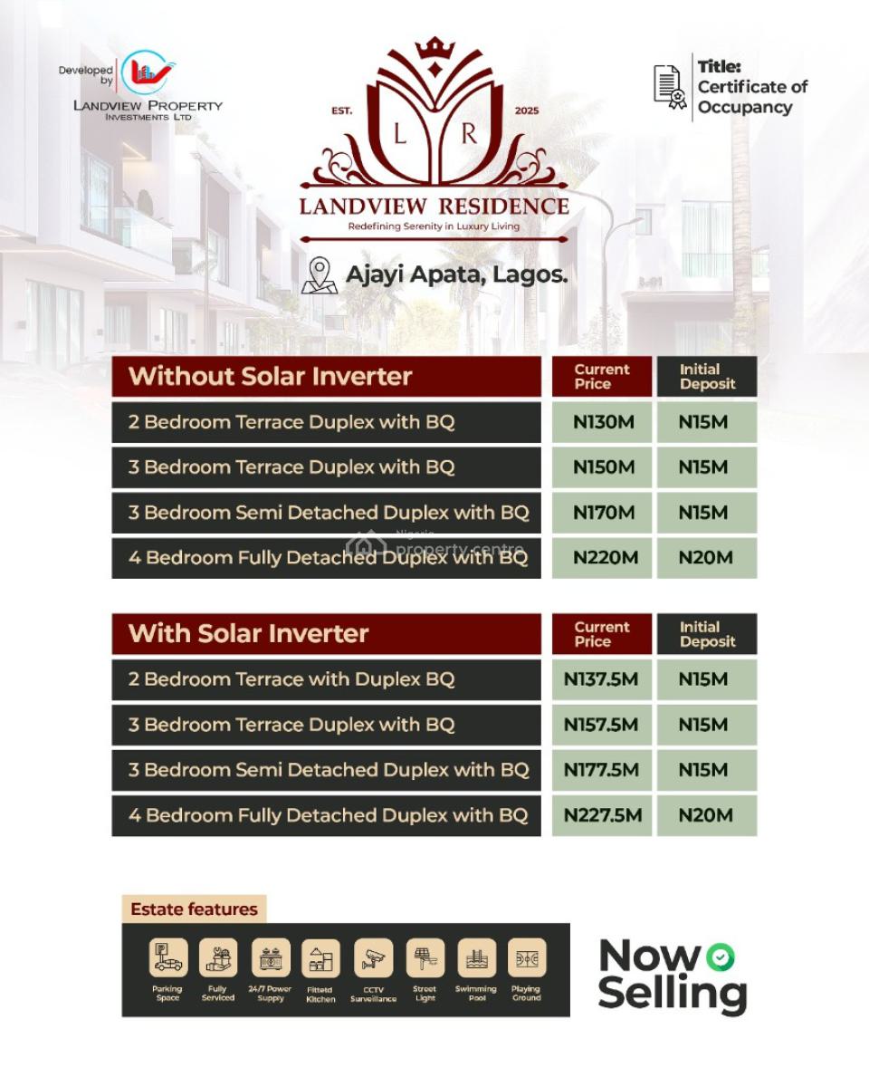 Solar Powered Contemporary Luxury 3 Bedroom Terraced Duplex with Bq, Ajayi Apata Estate, Sangotedo, Ajah, Lagos, Terraced Duplex for Sale