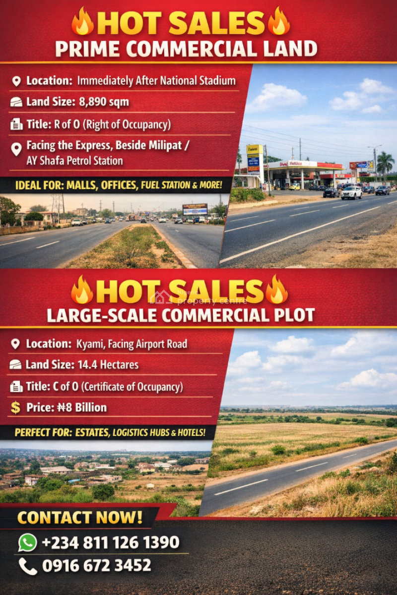 Hectares of Lands, Airport Road, Kyami, Abuja, Commercial Land for Sale