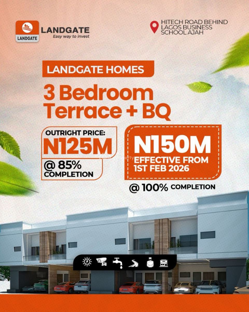 85% Complete 3 Bedroom Terraces with Bq, Hitech Road, Behind Lagos Business School, Ajah, Lagos, Terraced Duplex for Sale