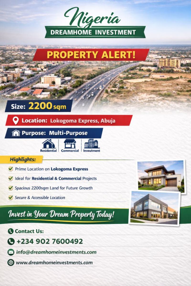 Multi Purpose Land Size 2200sqm, Expresss, Lokogoma District, Abuja, Mixed-use Land for Sale