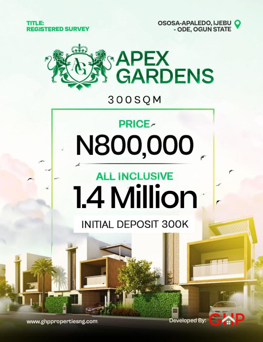 Dryland, Apex Gardens Estate, Ijebu Ode, Ogun, Residential Land for Sale
