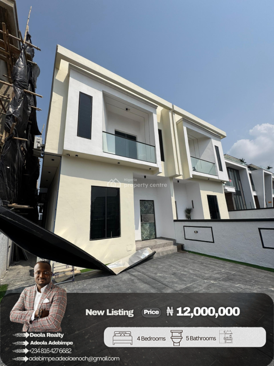a Luxury Built 4 Bedroom Semi Detached Duplex with Bq, Lekki Palm City Estate, Addo Road, Lekki, Lagos, Semi-detached Duplex for Rent