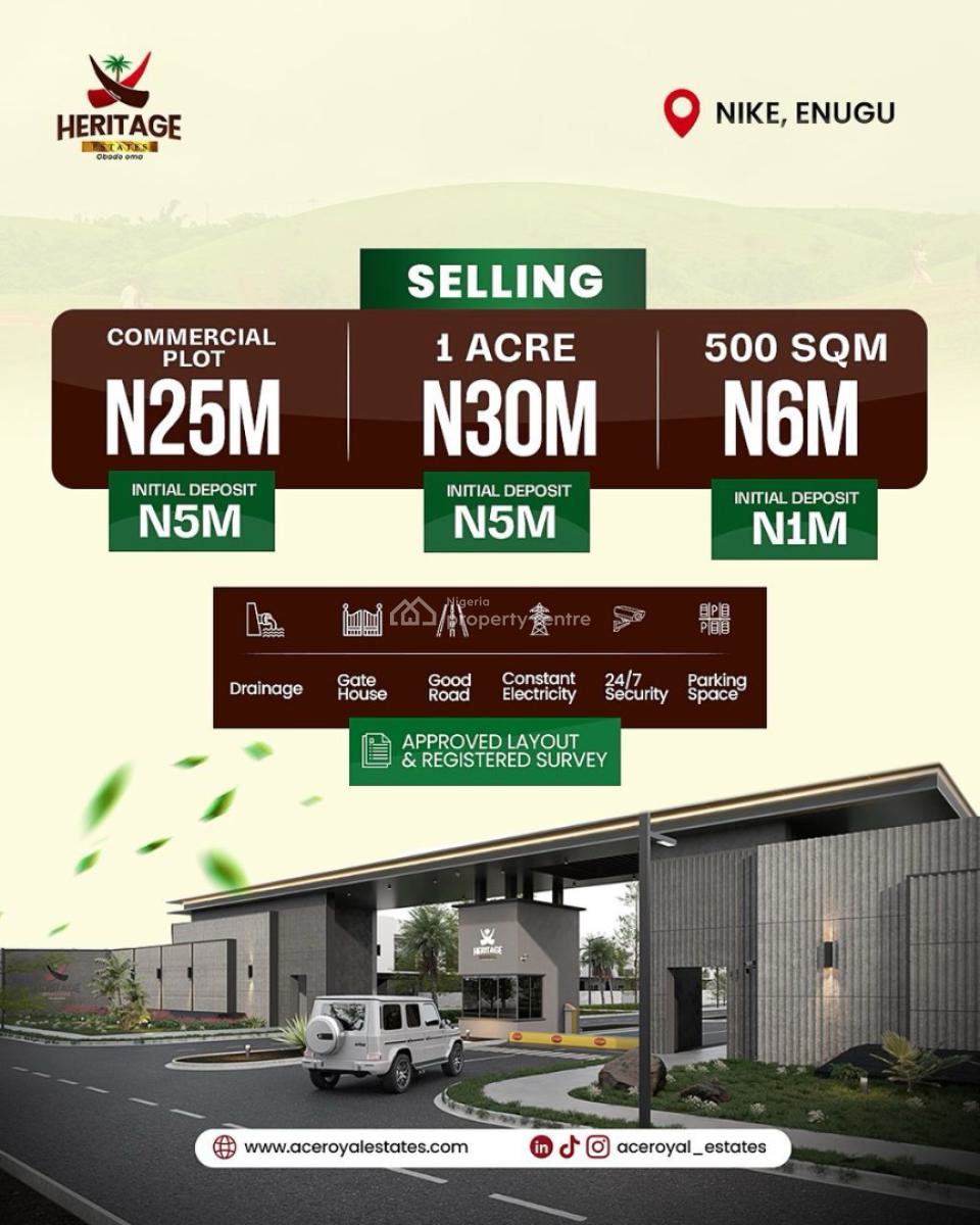 Land, Heritage Estate Nike, Enugu, Enugu, Mixed-use Land for Sale