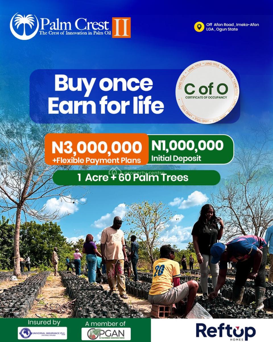 1 Acre of Palm Tree Plantation, Yewa North, Imeko Afon, Ogun, Commercial Land for Sale