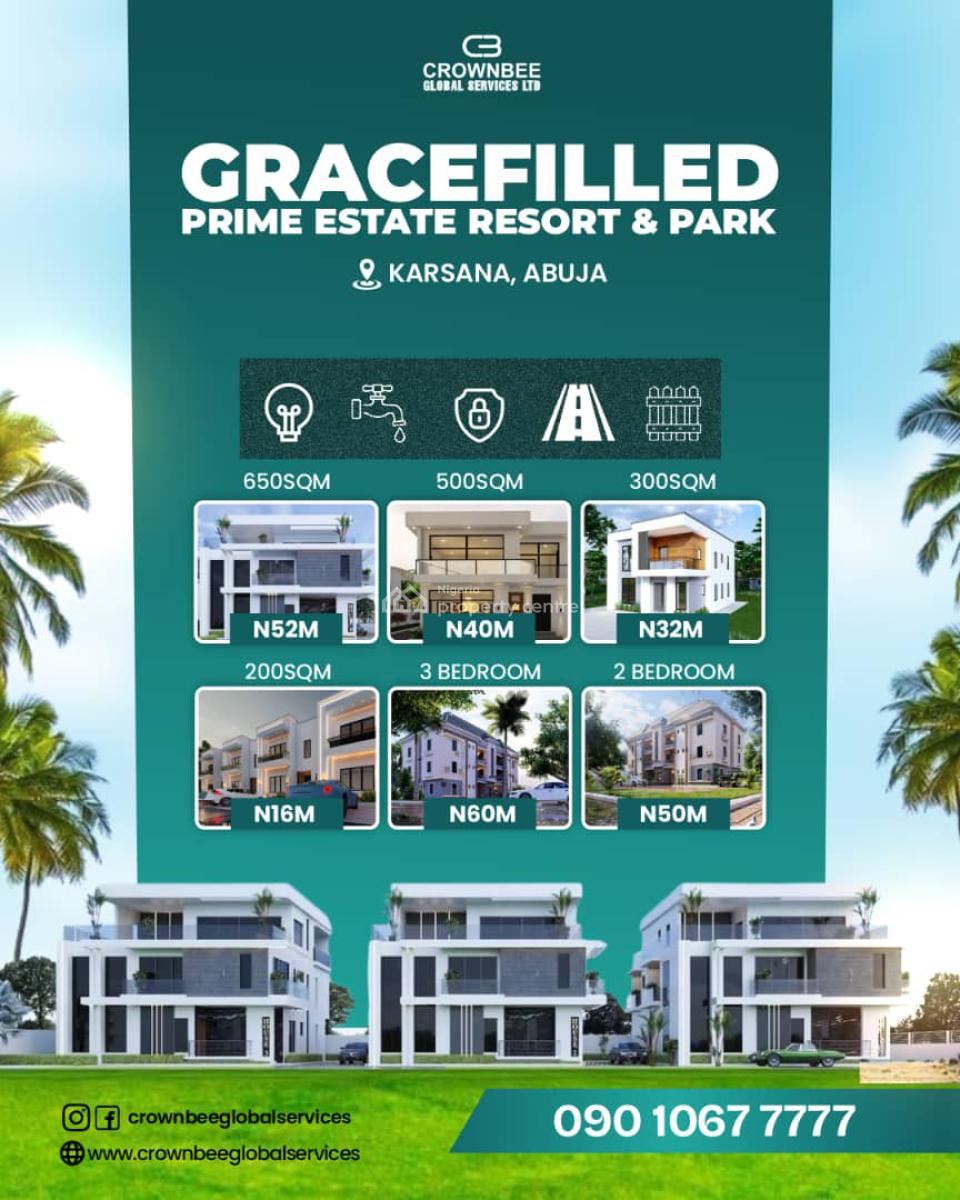 Luxury Duplex Land in Karasana, Gracefilled Prime Estate Resort and Park Karasana, Karsana East, Karsana, Abuja, Residential Land for Sale