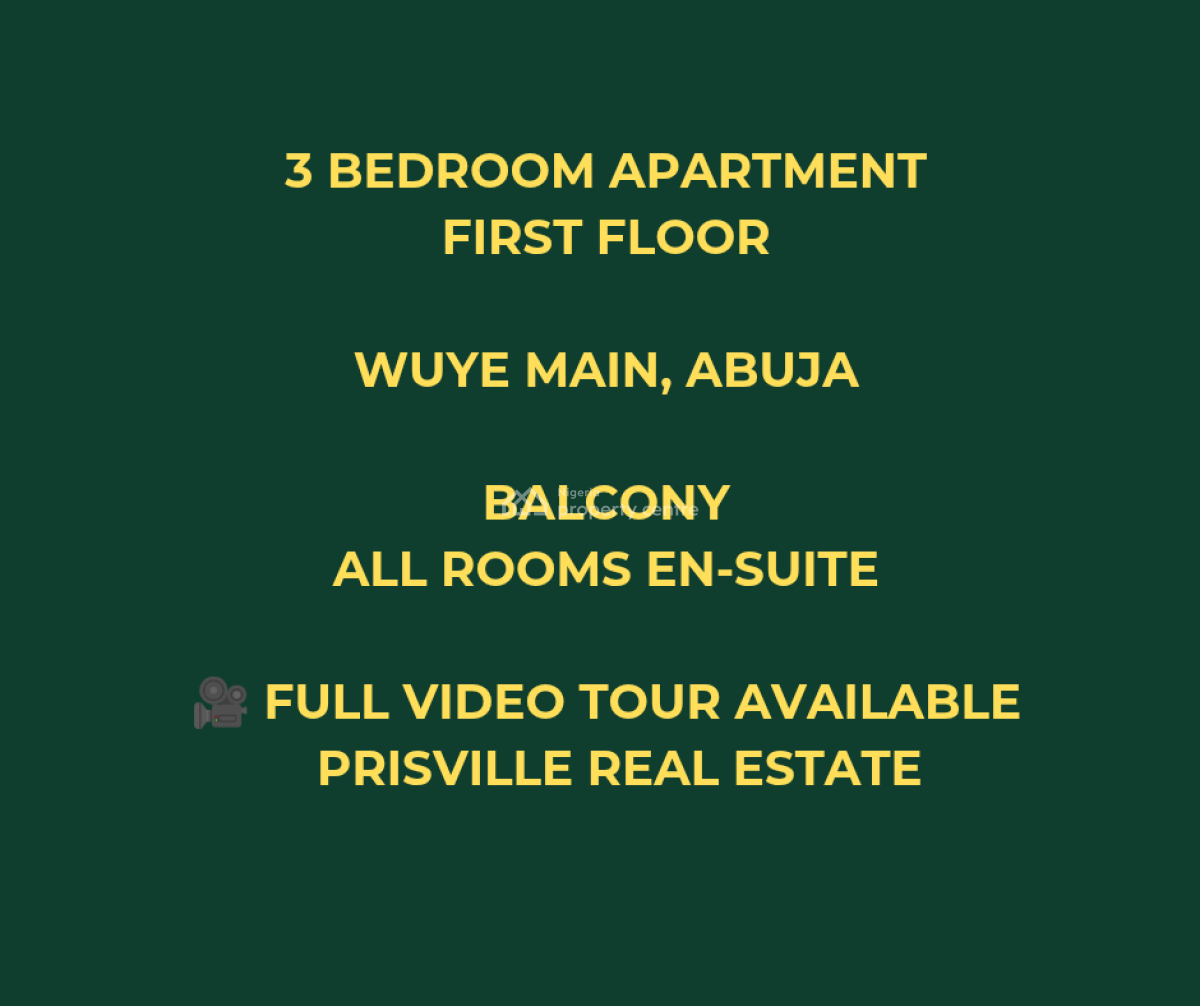 Beautiful 3 Bedroom Flat (first Floor), Wuye, Abuja, Flat / Apartment for Rent