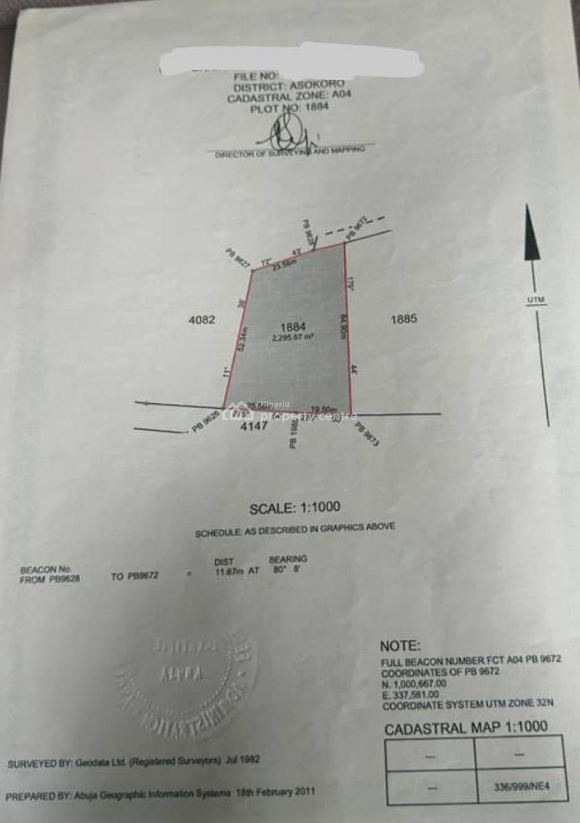 2,295sqm of Commercial Land with C of O, Close to Asokoro Police Station, Asokoro District, Abuja, Commercial Land for Sale