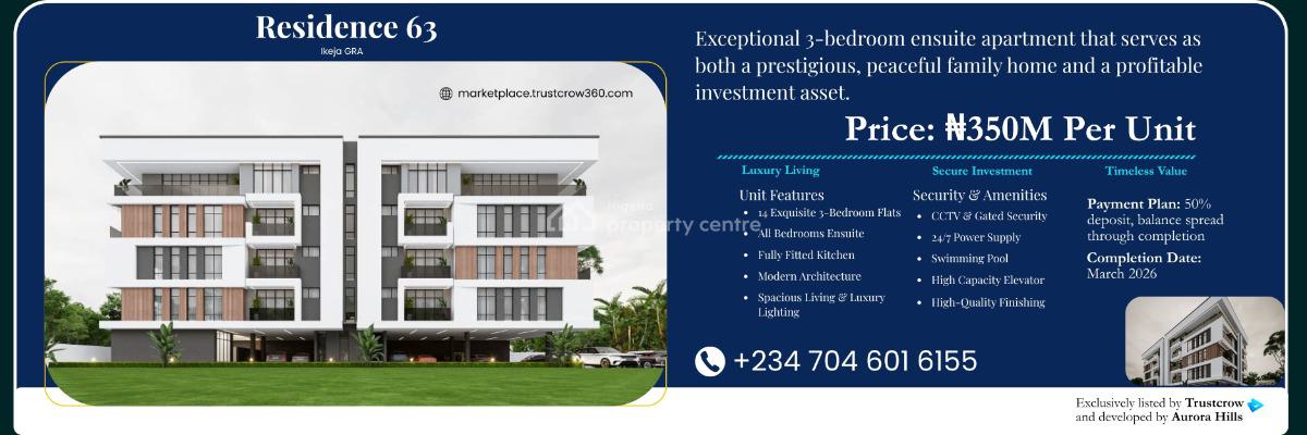 3 Bedroom Flat with Excellent Facilities, 65 Odudwa Crescent, Ikeja Gra, Ikeja, Lagos, Flat / Apartment for Sale