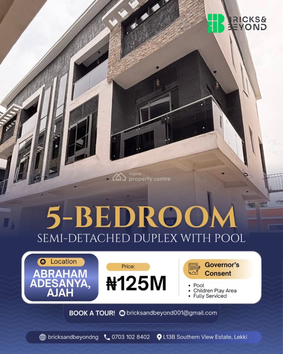 Most Affordable 5 Bedroom Semi Detached, Abraham Adesanya, Ajah, Lagos, Semi-detached Duplex for Sale