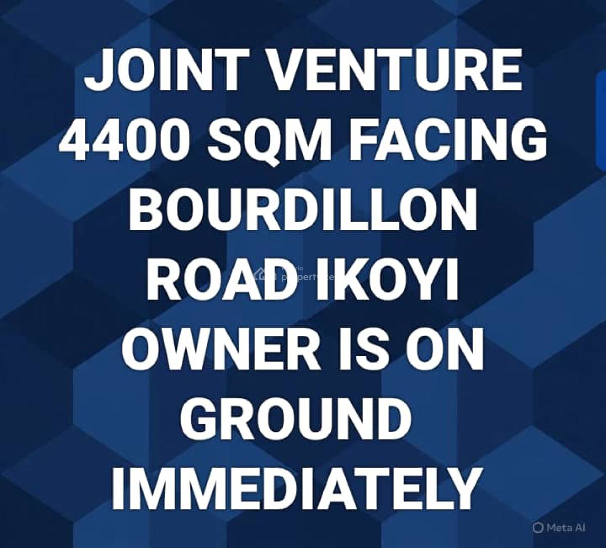Joint Venture 4400 Sqm Facing Bourdillon Road Ikoyi Lagos, Bourdilion, Ikoyi, Lagos, Land Joint Venture