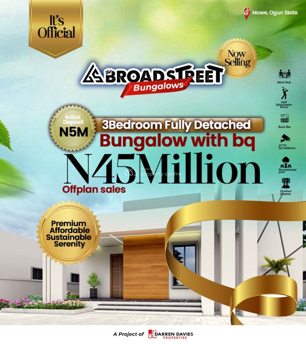 3 Bedroom Bungalow with Bq, Mowe, Ofada, Mowe Ofada, Ogun, Detached Bungalow for Sale