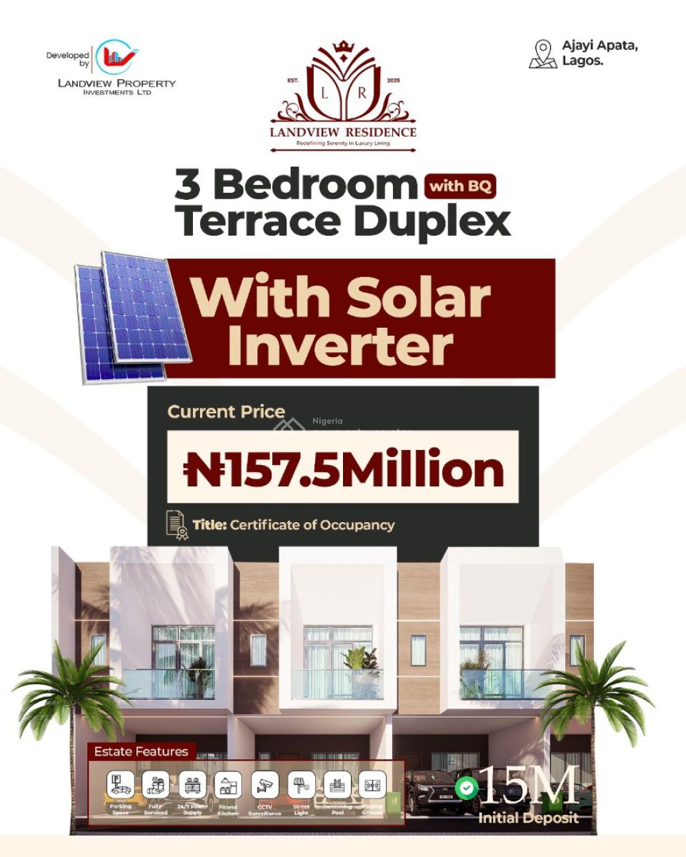 Spacious and Luxury 3 Bedrooms Terrace Duplex with Bq and Solar Invert, Sangotedo, Ajah, Lagos, House for Sale
