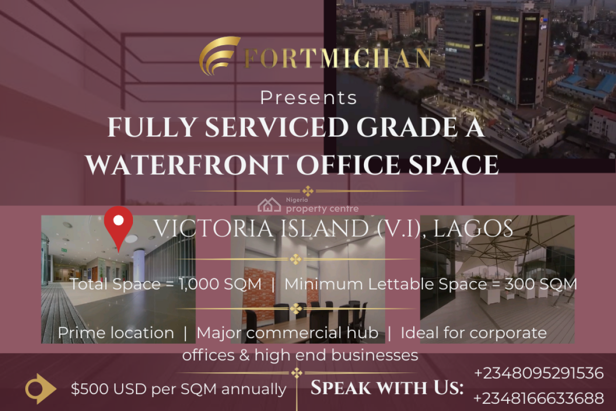 Fully Serviced Grade a Waterfront Office Space, Ozumba Mbadiwe Road, Victoria Island (vi), Lagos, Office Space for Rent