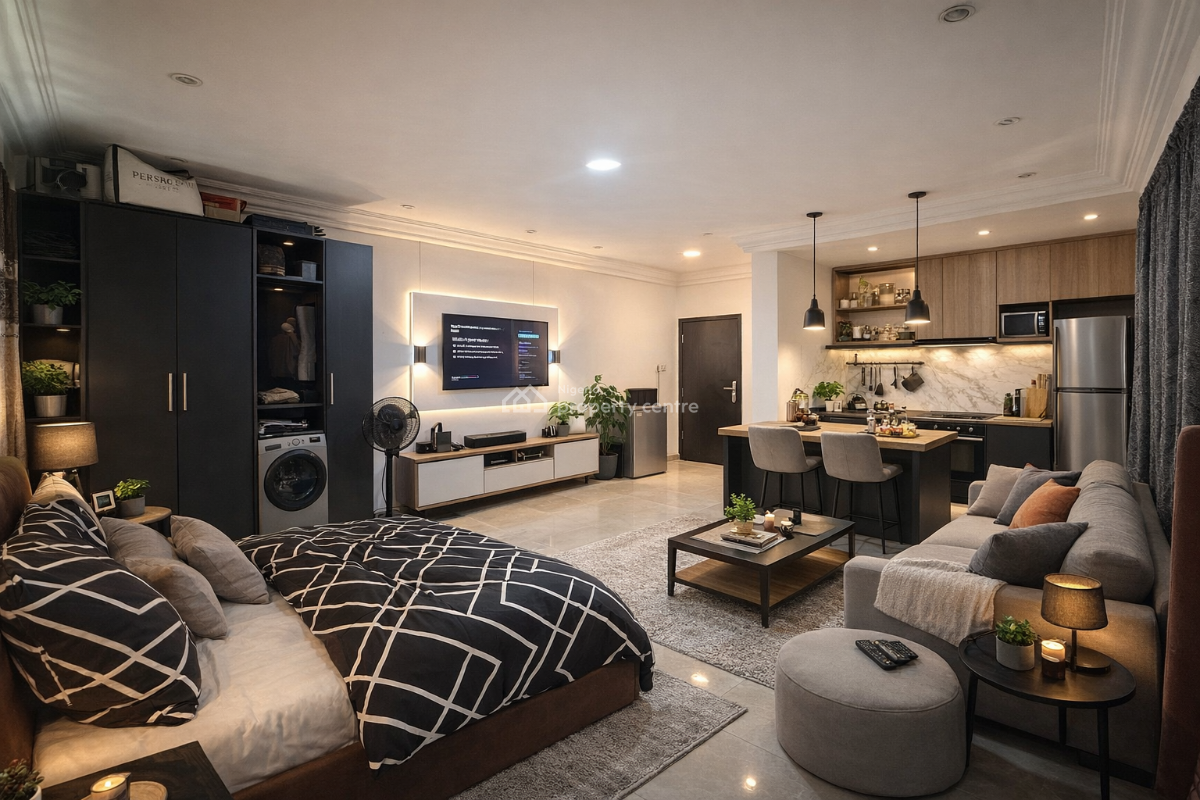 Luxurious Fully Furnished Studio Apartment with 24 Hours Power, Chevron, Lekki, Lagos, Flat / Apartment for Rent