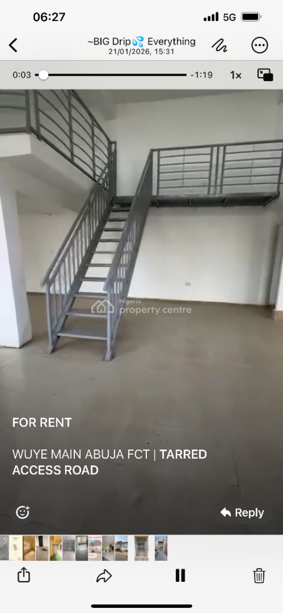 120sqm Shop/office Space,2toilet, Any Official Purpose,tared Road, Wuye Main, Wuye, Abuja, Office Space for Rent