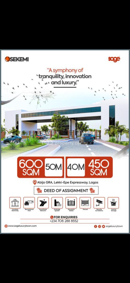 600sqm Land, Sage Luxury Town, Abijo, Lekki, Lagos, Residential Land for Sale