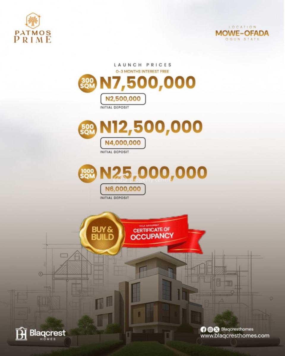 Dry Land with C of O in a Secure Estate, Papalanto Road,masters Golden City, Mowe Town, Ogun, Residential Land for Sale