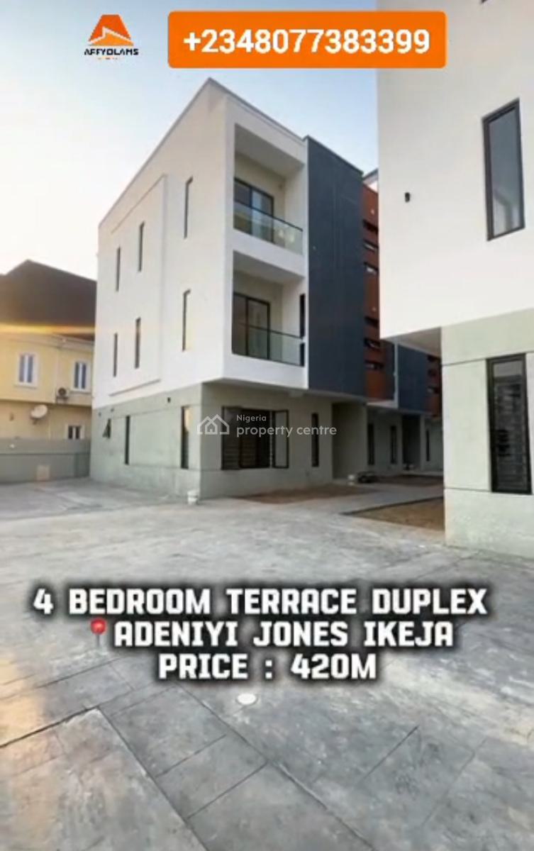 4 Bedroom Duplex Brand New, Adeniyi Jones, Ikeja, Lagos, Terraced Duplex for Sale