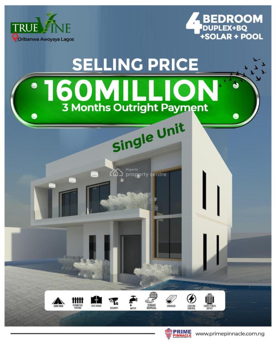 Newly Built 4 Bedroom Duplex+ Bq, Truevine Estate, Oribanwo, Awoyaya, Oribanwa, Ibeju Lekki, Lagos, Detached Duplex for Sale