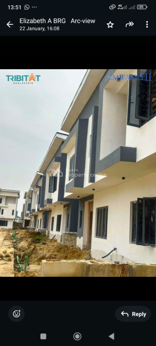 3 Bedroom Luxury Terrace Duplex with Bq, Ambiance 2 with  C of O, Located at Cannaan Estate By Lbs, Sangotedo, Ajah, Lagos, Terraced Duplex for Sale