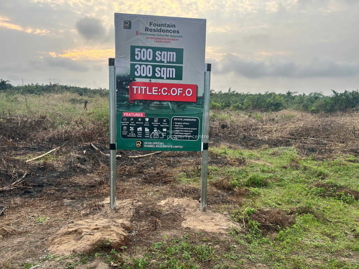 C of O Land with Good Road Network, Fountain Residence, Olomowewe, Oshoroko Community, Ibeju Lekki, Lagos, Mixed-use Land for Sale