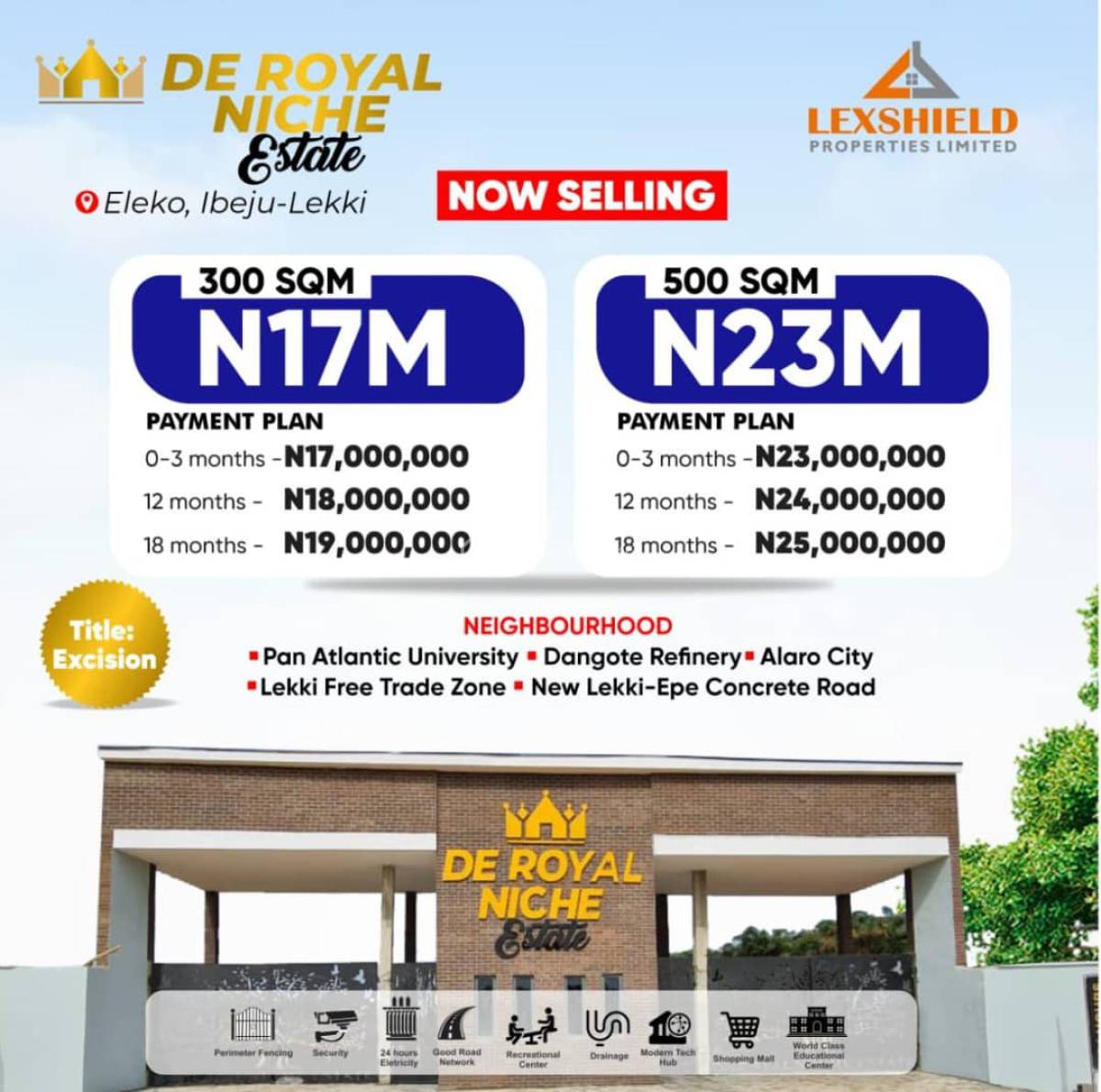 Secured Buy and Build Land, De Royal Niche Estate, Ibeju Lekki, Lagos, Mixed-use Land for Sale