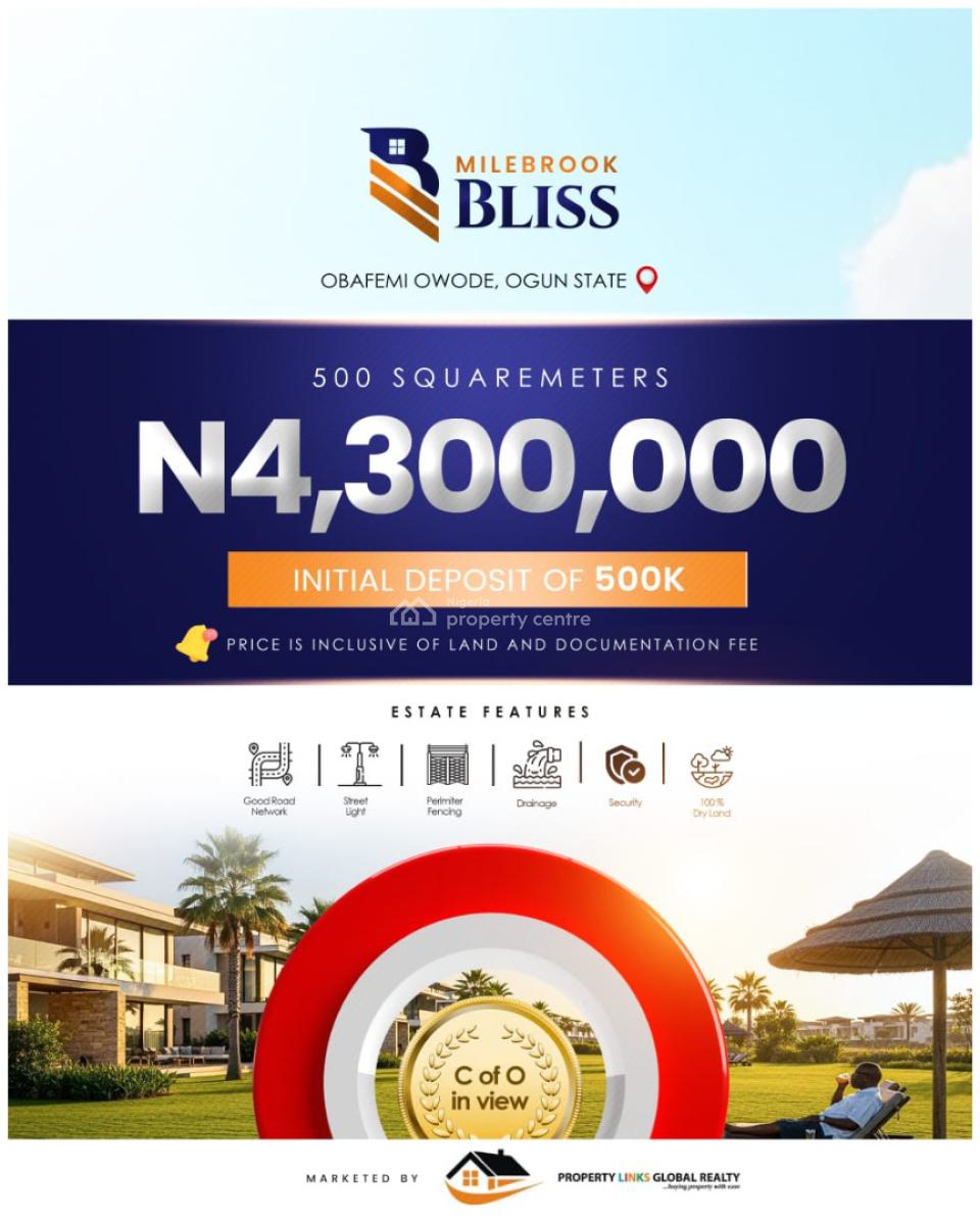 Land with Security and Estate Gate House, Milebrook Bliss Estate, Obafemi Owode, Ijebu East, Ogun, Mixed-use Land for Sale