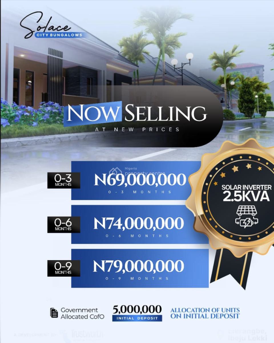 Luxury 3 Bedroom Bungalow with  C of O Title, Solace City Bungalows Off Lekki Epe, Eleranigbe, Ibeju Lekki, Lagos, Detached Bungalow for Sale