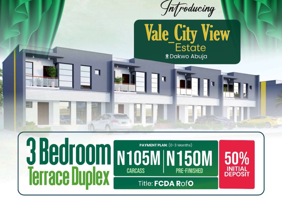 Off  Plans 3 Bedroom Carcass and Finish Duplex, Vale City View Estate Dakwo, Central Business District, Abuja, House for Sale