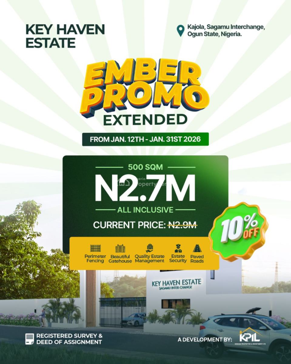 Premium Estate Land- Buy and Build, Key Haven Estate,kajola Interchange, Sagamu, Ogun, Residential Land for Sale