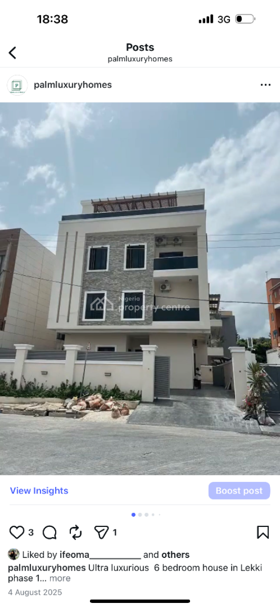 Luxury 6 Bedroom Duplex with Bq, Lekki Phase 1, Lekki, Lagos, Detached Duplex for Sale