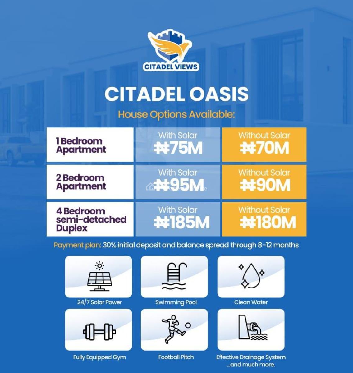 1& 2 Bedroom Apartment and 4 Bedroom Semi-detached Duplex  at Citadell, Abraham Adesanya Road (opposite Charterhouse School), Ogombo, Ajah, Lagos, Terraced Duplex for Sale