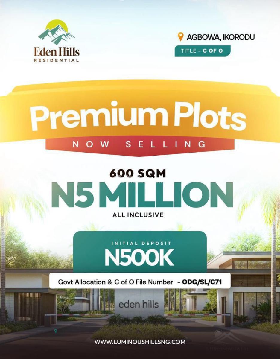 Own Premium Land in Lagos with Just ₦500k, Eden Hills Residential, Agbowa, Ikorodu, Lagos, Residential Land for Sale
