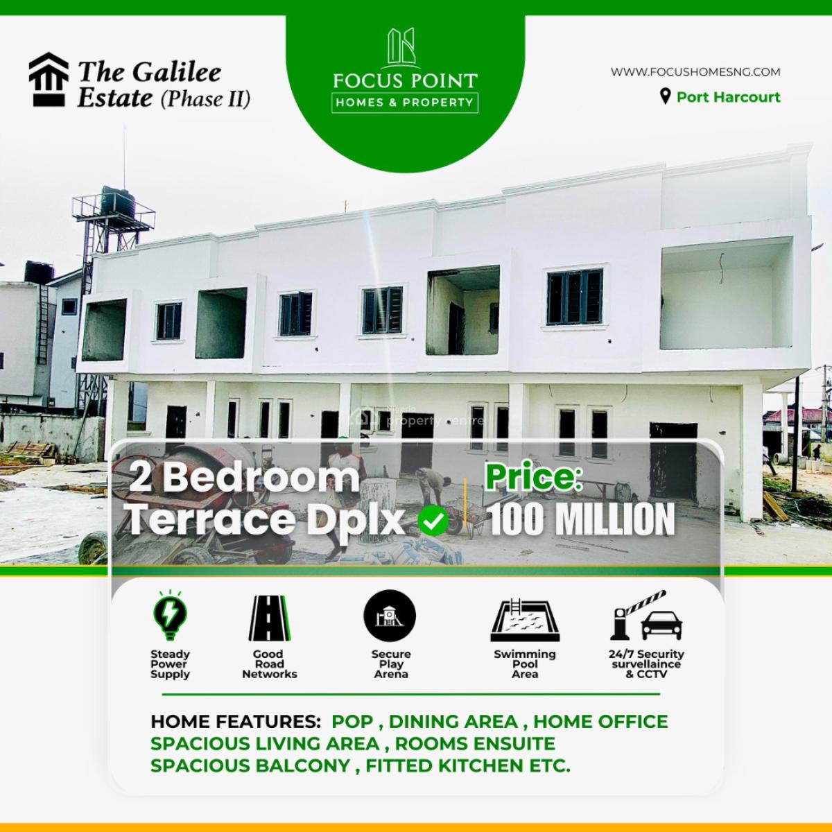 2bedroom Terrace Duplex House, Galilee Estate, Gitto Estate, Km 4 East West Road  Obirikwere Fly Over, Port Harcourt, Rivers, House for Sale