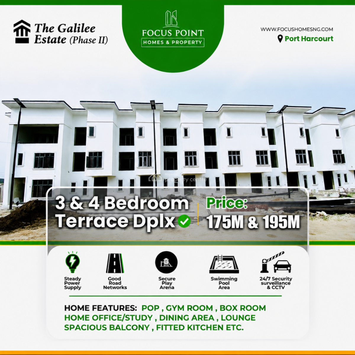 3 Bedrooms Terraced Duplex House, Galilee Estate, Port Harcourt, Rivers, House for Sale