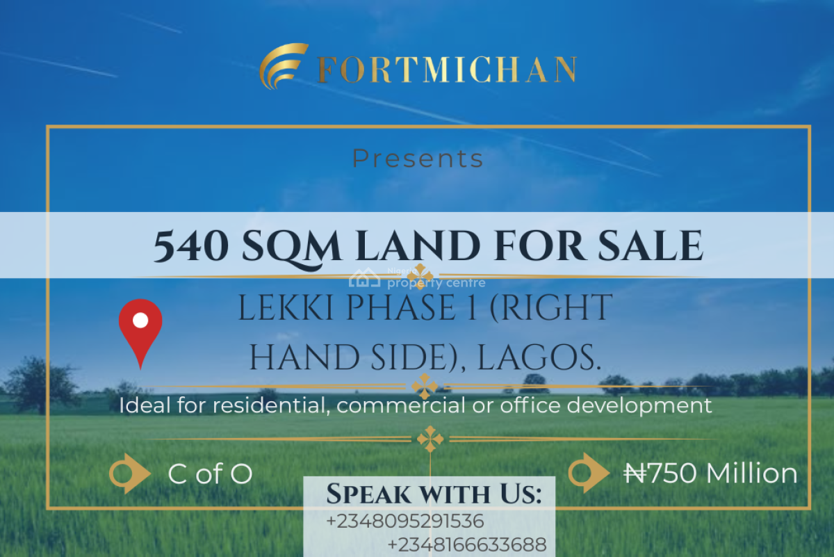 Approximately 1 Plot of Corner Piece Land, Lekki Right Hand Side, Lekki Phase 1, Lekki, Lagos, Land for Sale